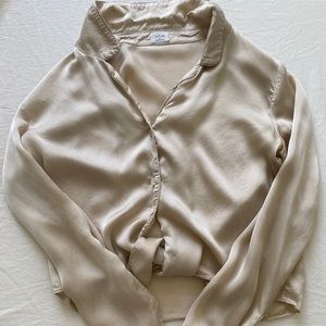 Silk Tie Front Blouse from Aritzia